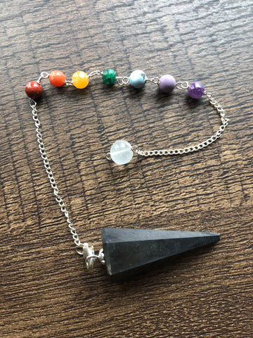 Shungite Pendulum W/ Chakra stones