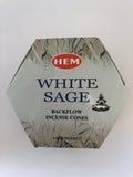 Backflow Hem Incense Cones-White Sage