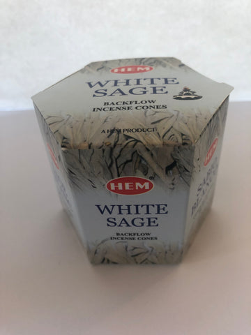 Backflow Hem Incense Cones-White Sage